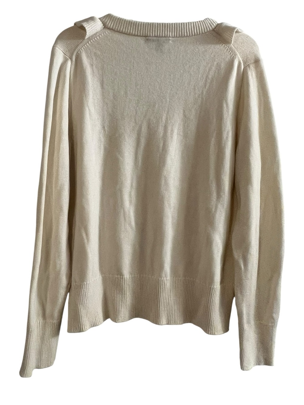 J.Crew Ruffle V-neck Sweater Cream Size L - Picture 2 of 3